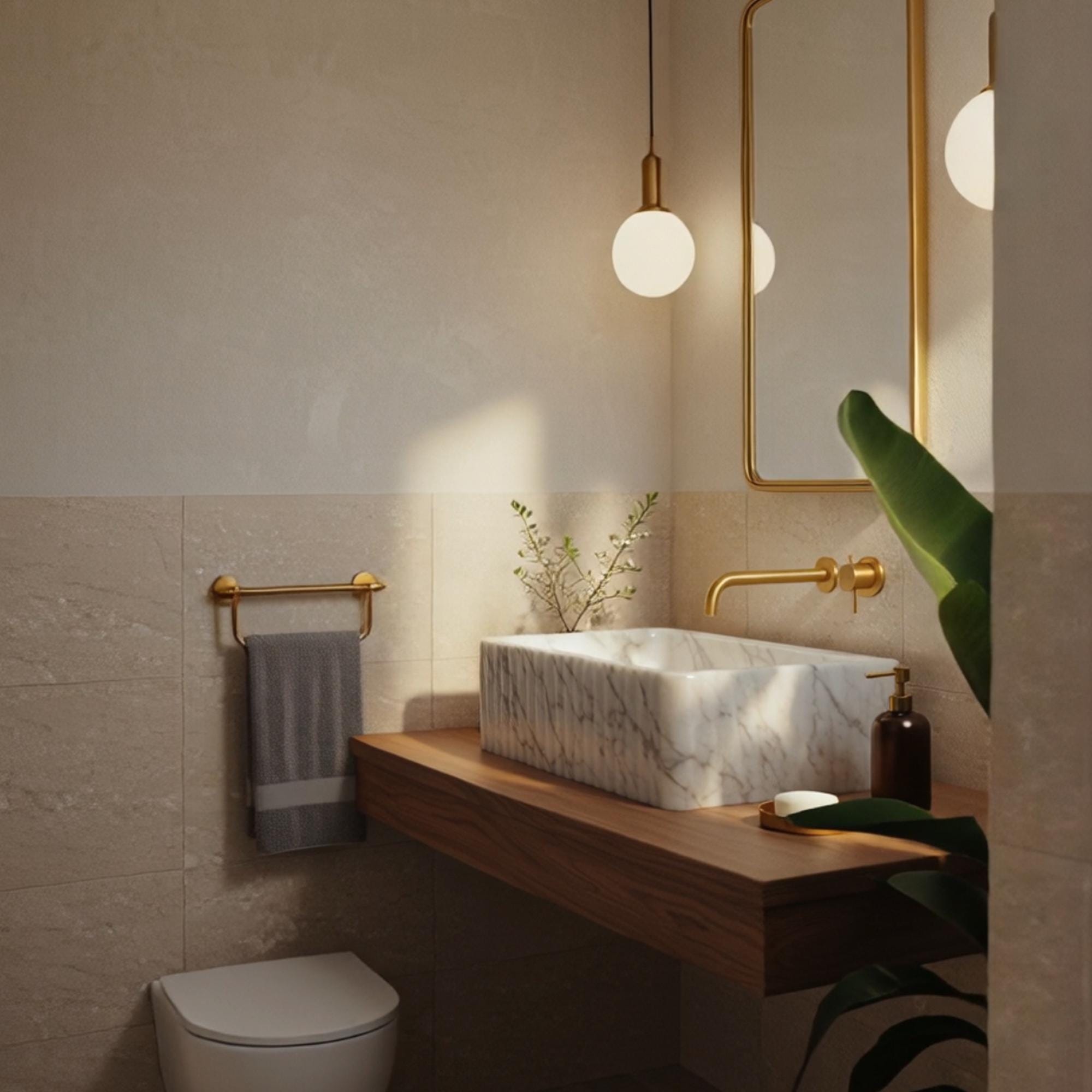 Handcrafted Carrara marble fluted sink designed as a countertop vessel basin for contemporary spaces.